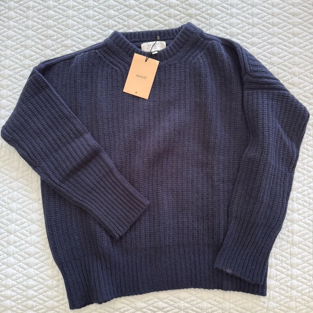NWT! La Ligne Toujours Sweater in Navy, Size Small - Picture 2 of 4